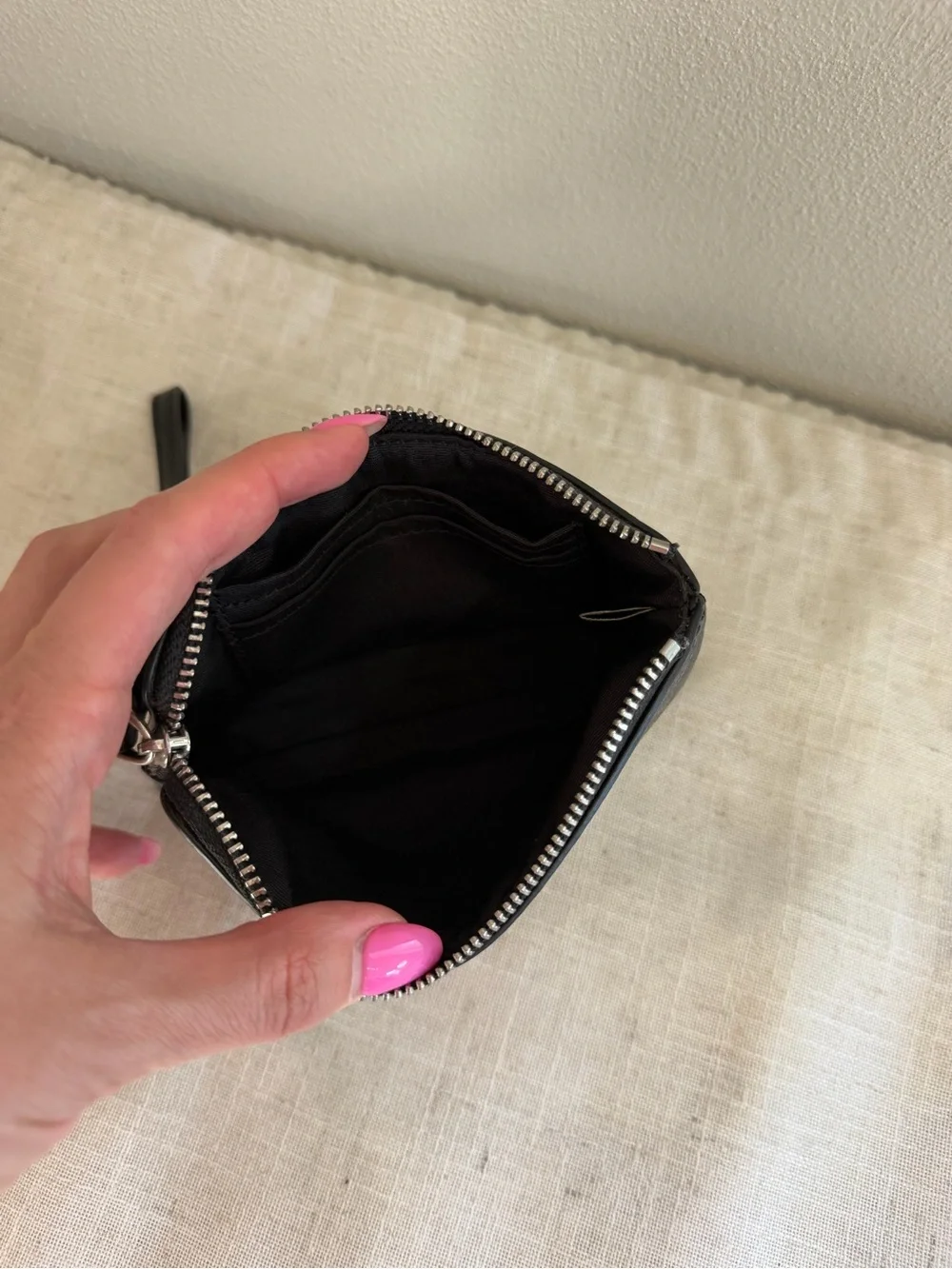 Coach Corner Zip Black Signature Canvas Wristlet